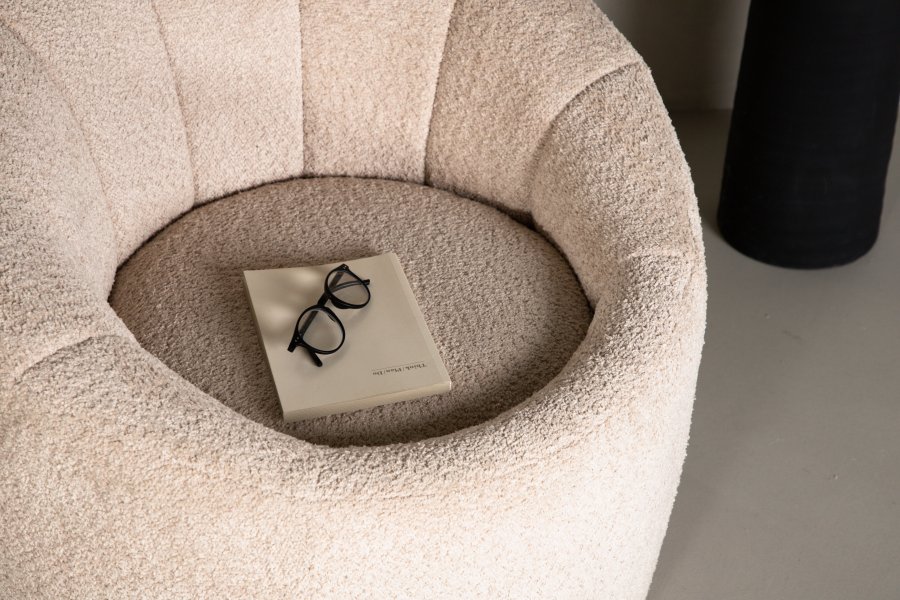 VENTURE DESIGN Warren loungestol - beige bouclé stof