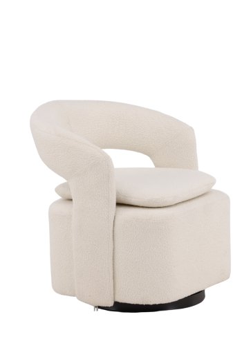 VENTURE DESIGN Laurel drejestol, m. armln - hvid bouclé stof og sort stl