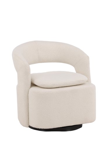 VENTURE DESIGN Laurel drejestol, m. armln - hvid bouclé stof og sort stl