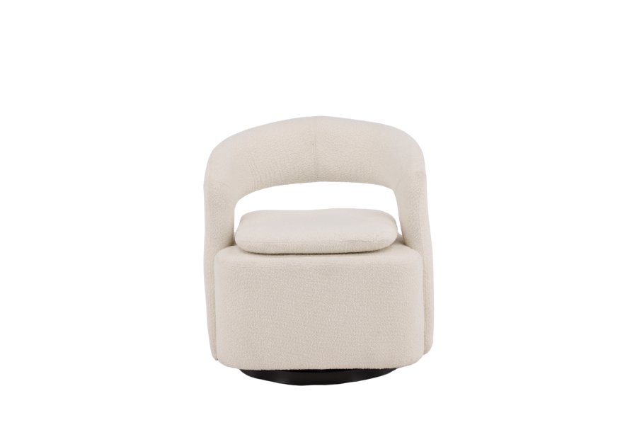 VENTURE DESIGN Laurel drejestol, m. armln - hvid bouclé stof og sort stl