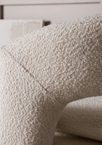 VENTURE DESIGN Laurel drejestol, m. armln - hvid bouclé stof og sort stl