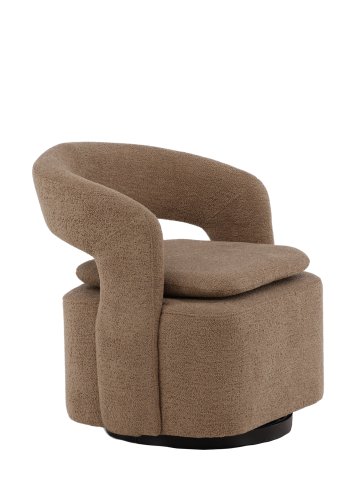 VENTURE DESIGN Laurel drejestol, m. armln - brun bouclé stof og sort stl