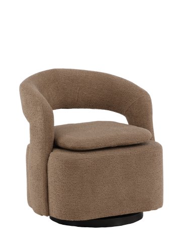 VENTURE DESIGN Laurel drejestol, m. armln - brun bouclé stof og sort stl