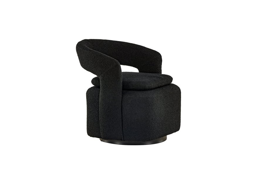 VENTURE DESIGN Laurel lnestol, m. armln - sort bouclé og sort stl