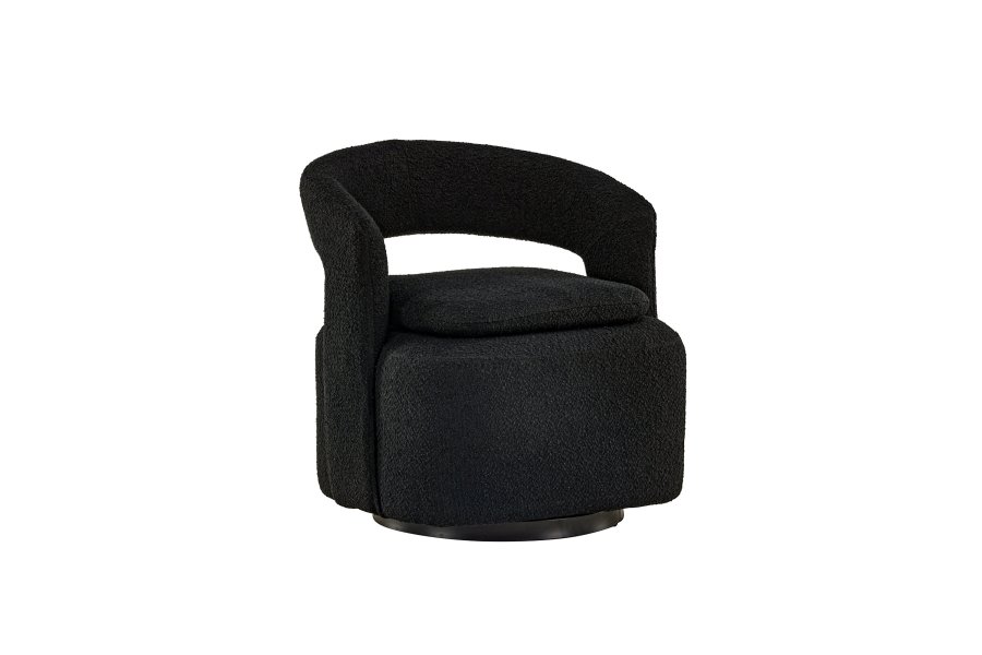 VENTURE DESIGN Laurel lnestol, m. armln - sort bouclé og sort stl