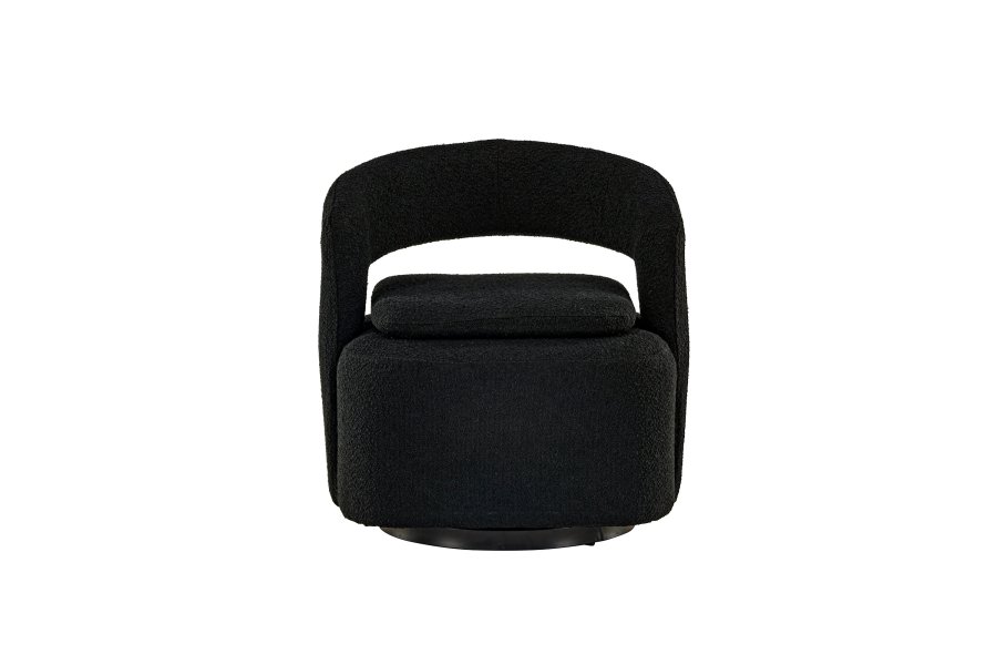 VENTURE DESIGN Laurel lnestol, m. armln - sort bouclé og sort stl