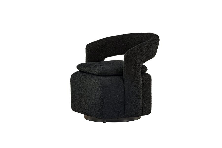 VENTURE DESIGN Laurel lnestol, m. armln - sort bouclé og sort stl