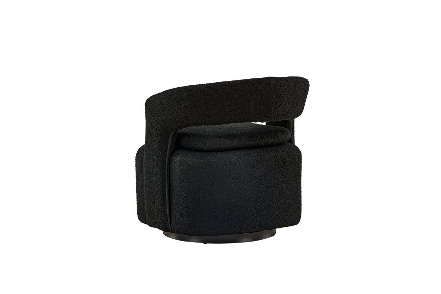 VENTURE DESIGN Laurel lnestol, m. armln - sort bouclé og sort stl