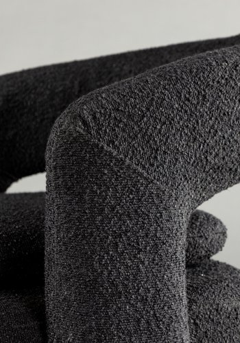 VENTURE DESIGN Laurel lnestol, m. armln - sort bouclé og sort stl