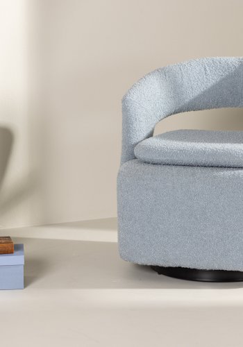 VENTURE DESIGN Laurel lnestol, m. armln - lysebl bouclé og sort stl