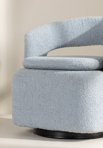 VENTURE DESIGN Laurel lnestol, m. armln - lysebl bouclé og sort stl