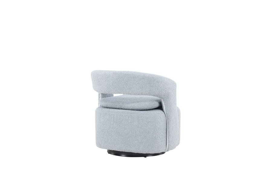 VENTURE DESIGN Laurel lnestol, m. armln - lysebl bouclé og sort stl