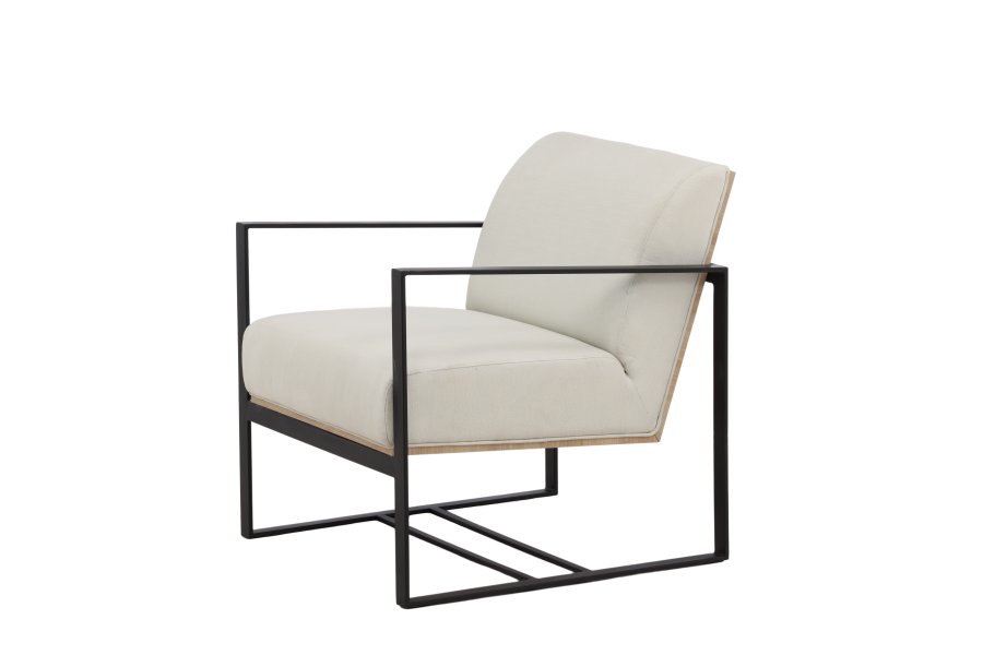 VENTURE DESIGN Kansas lnestol - hvid linned og sort stl