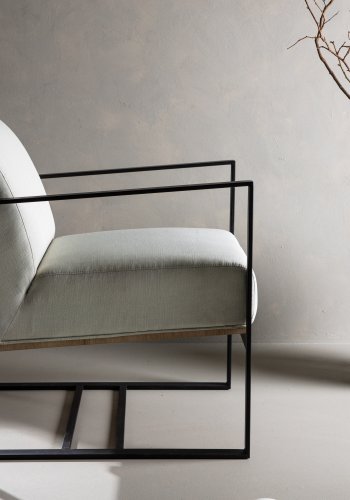 VENTURE DESIGN Kansas lnestol - hvid linned og sort stl