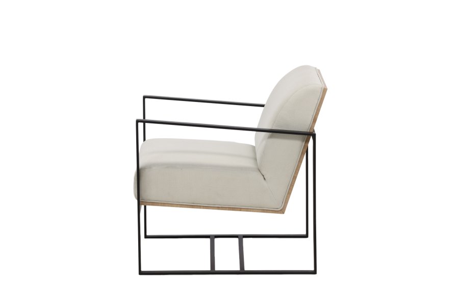 VENTURE DESIGN Kansas lnestol - hvid linned og sort stl