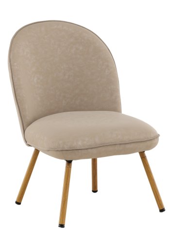 VENTURE DESIGN Polar loungestol - beige PU og natur stl