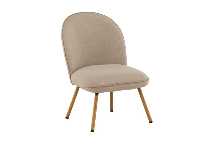 VENTURE DESIGN Polar loungestol - beige PU og natur stl