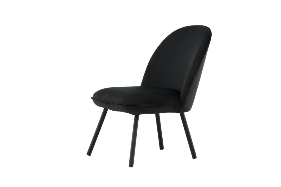 VENTURE DESIGN Polar loungestol - sort fljl polyester og sort stl
