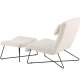 VENTURE DESIGN Laconia loungestol, m. fodskammel - hvid bamsestof og mat sort stl