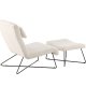 VENTURE DESIGN Laconia loungestol, m. fodskammel - hvid bamsestof og mat sort stl