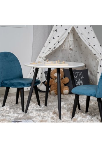 VENTURE DESIGN Velvet Chair XXS spisebordsstol - bl velour og metal