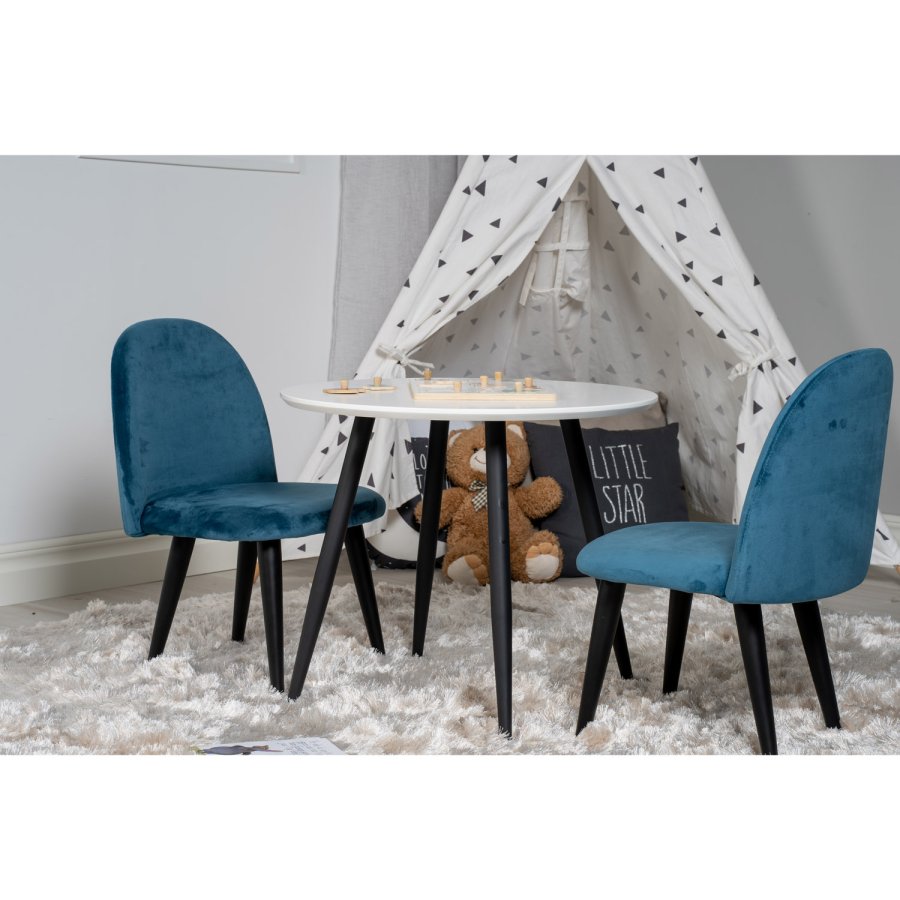 VENTURE DESIGN Velvet Chair XXS spisebordsstol - bl velour og metal