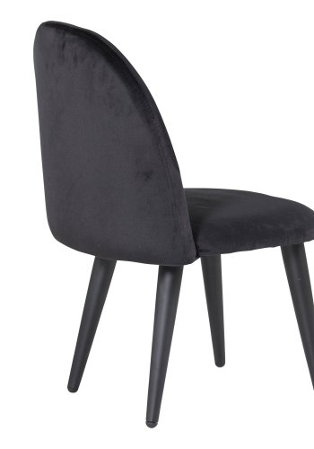 VENTURE DESIGN Velvet Chair XXS spisebordsstol - sort velour og metal
