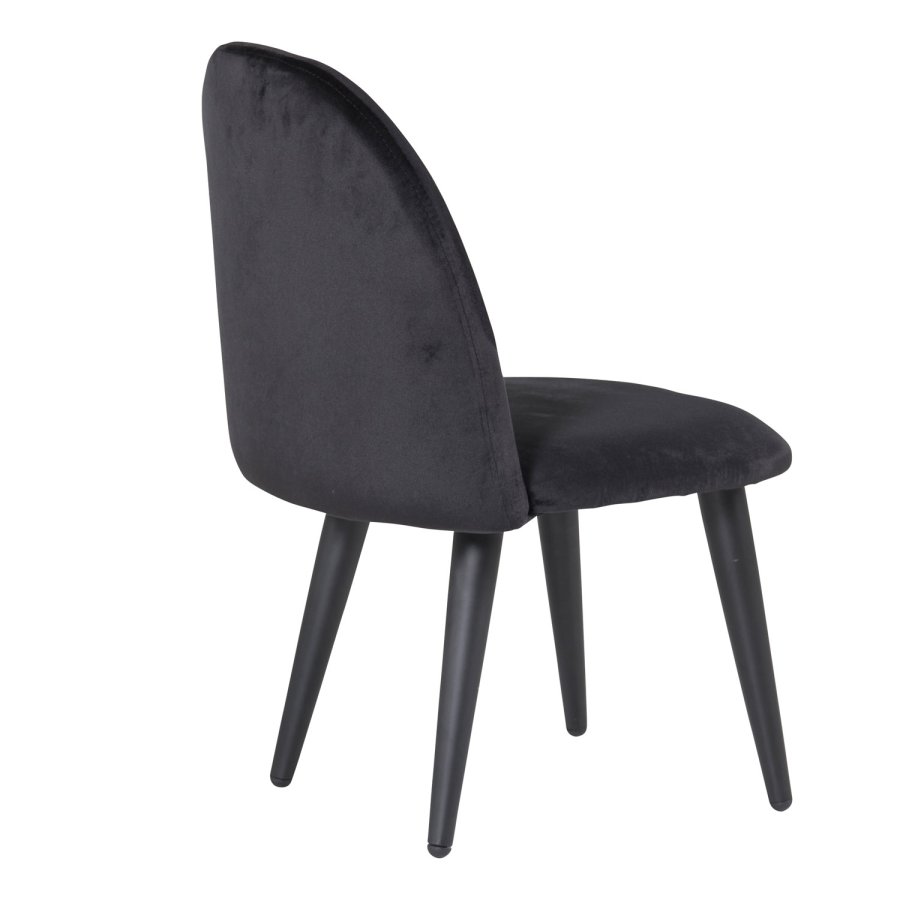 VENTURE DESIGN Velvet Chair XXS spisebordsstol - sort velour og metal