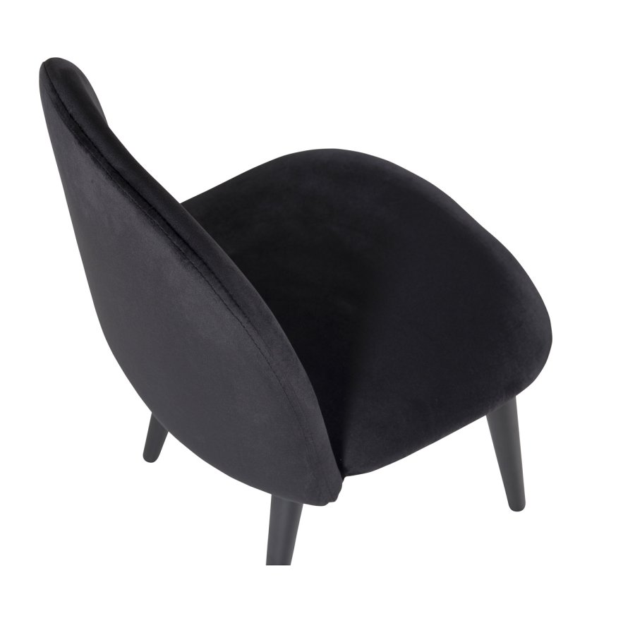 VENTURE DESIGN Velvet Chair XXS spisebordsstol - sort velour og metal