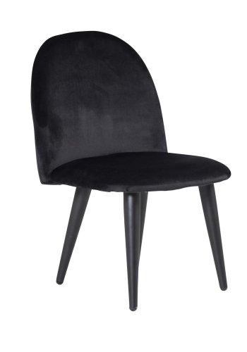 VENTURE DESIGN Velvet Chair XXS spisebordsstol - sort velour og metal