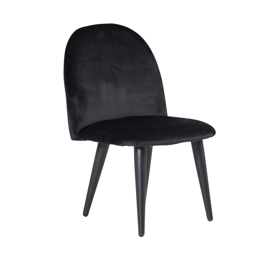 VENTURE DESIGN Velvet Chair XXS spisebordsstol - sort velour og metal