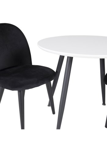 VENTURE DESIGN Velvet Chair XXS spisebordsstol - sort velour og metal