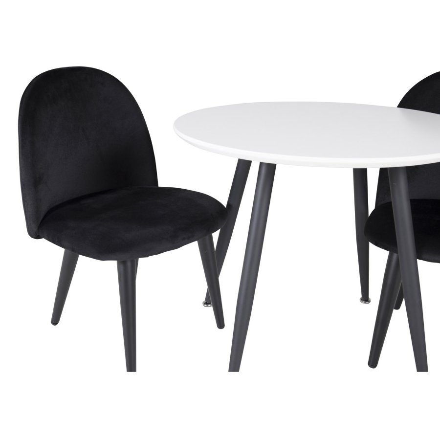 VENTURE DESIGN Velvet Chair XXS spisebordsstol - sort velour og metal