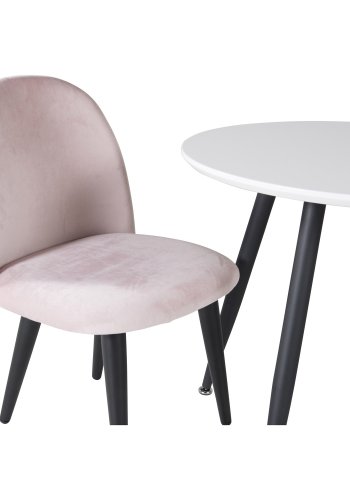 VENTURE DESIGN Velvet Chair XXS spisebordsstol - pink velour og metal