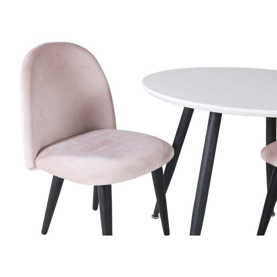 VENTURE DESIGN Velvet Chair XXS spisebordsstol - pink velour og metal