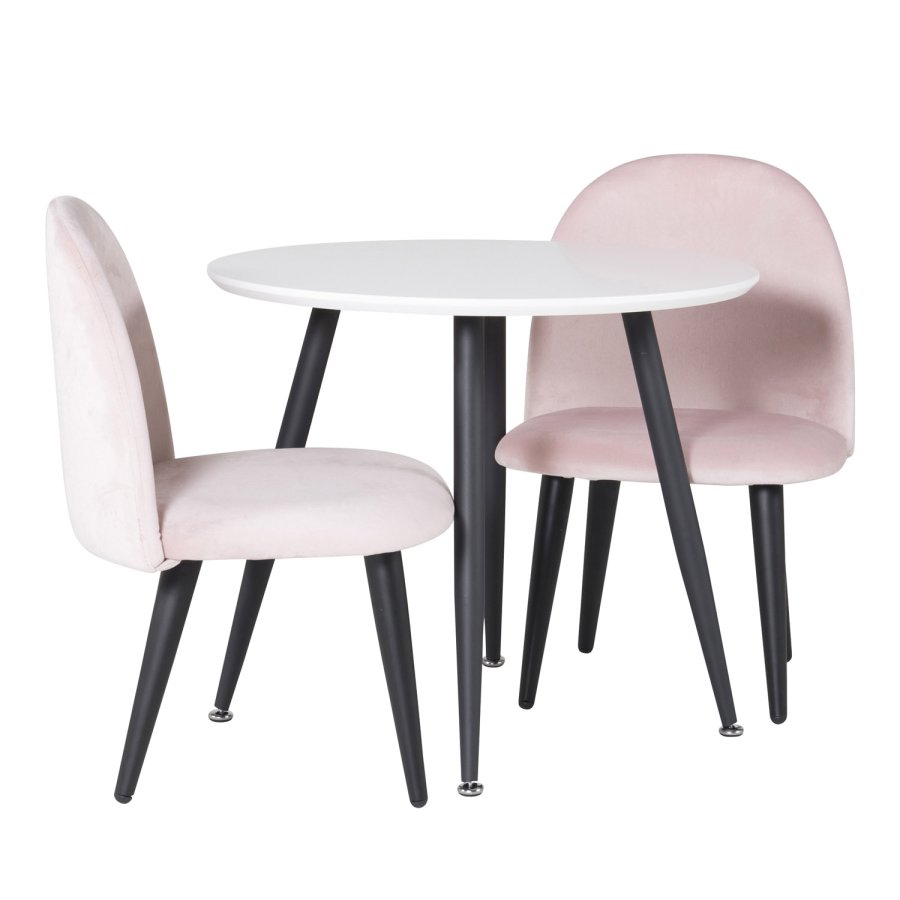 VENTURE DESIGN Velvet Chair XXS spisebordsstol - pink velour og metal
