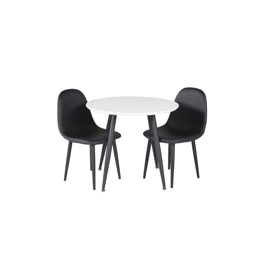 VENTURE DESIGN Plaza spisebord - hvid MDF og sort metal (60)