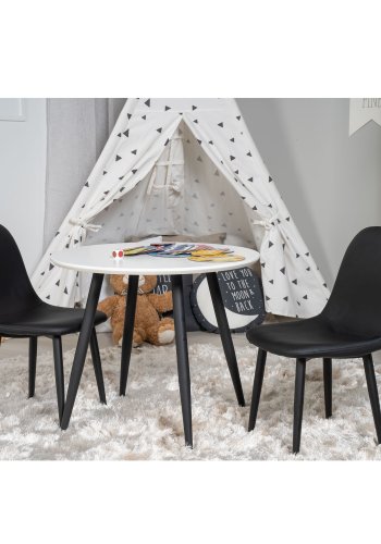 VENTURE DESIGN Plaza spisebord - hvid MDF og sort metal (60)