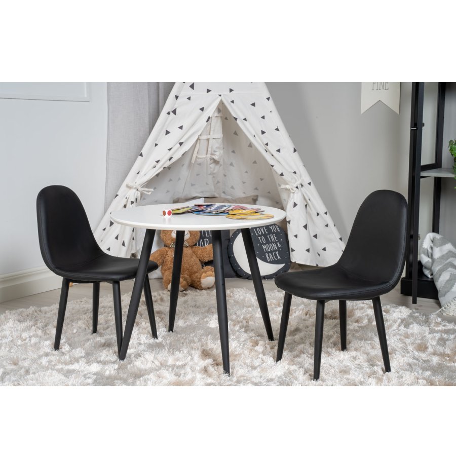 VENTURE DESIGN Plaza spisebord - hvid MDF og sort metal (60)