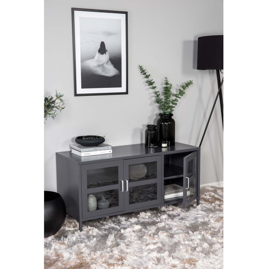 VENTURE DESIGN Acero TV-bord, m. 3 lger og 2 hylder - lysegr metal