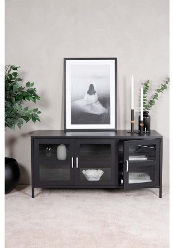 VENTURE DESIGN Acero TV-bord/sknk, m. 3 lger og 2 hylder - sort stl