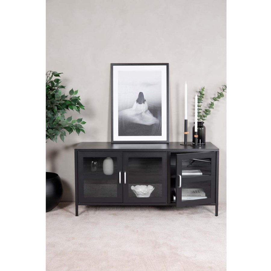 VENTURE DESIGN Acero TV-bord/sknk, m. 3 lger og 2 hylder - sort stl