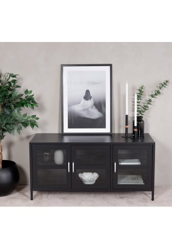 VENTURE DESIGN Acero TV-bord/sknk, m. 3 lger og 2 hylder - sort stl