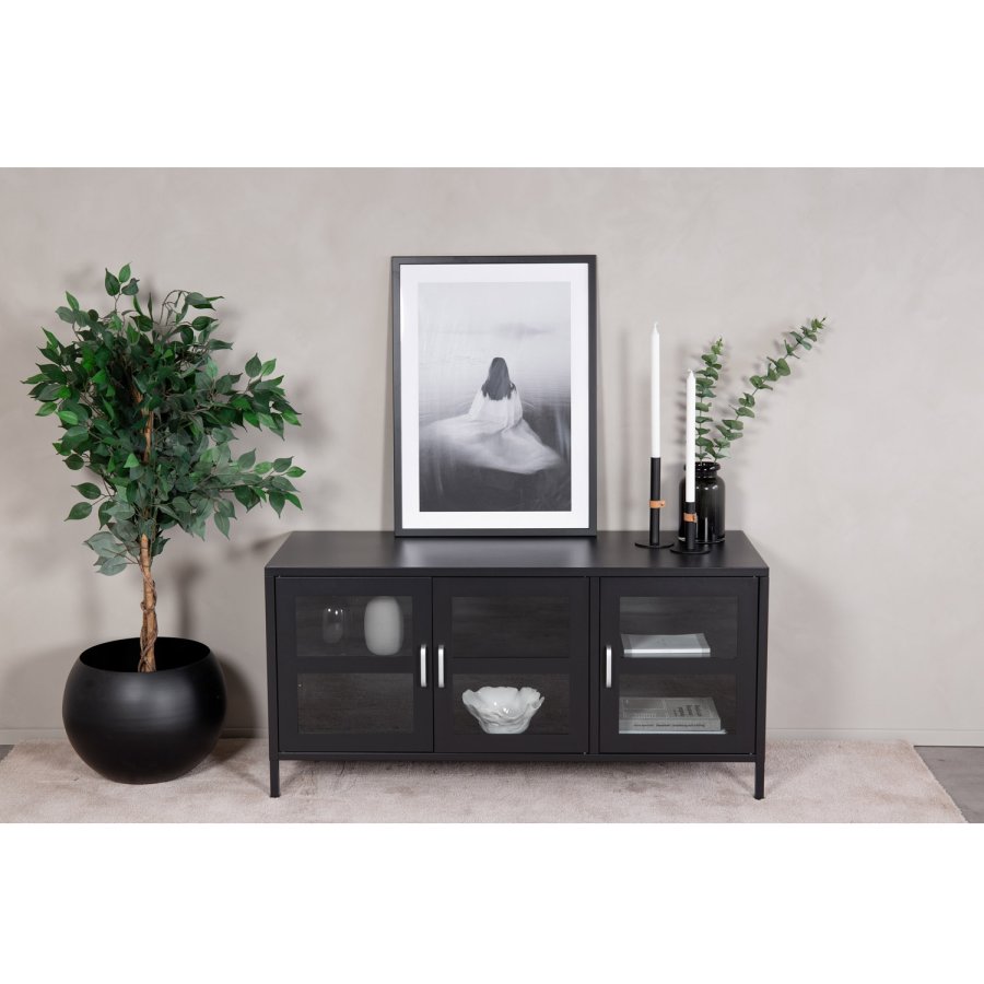 VENTURE DESIGN Acero TV-bord/sknk, m. 3 lger og 2 hylder - sort stl