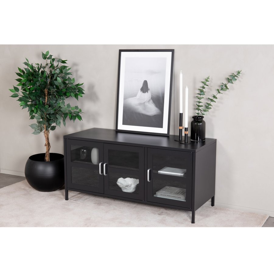 VENTURE DESIGN Acero TV-bord/sknk, m. 3 lger og 2 hylder - sort stl