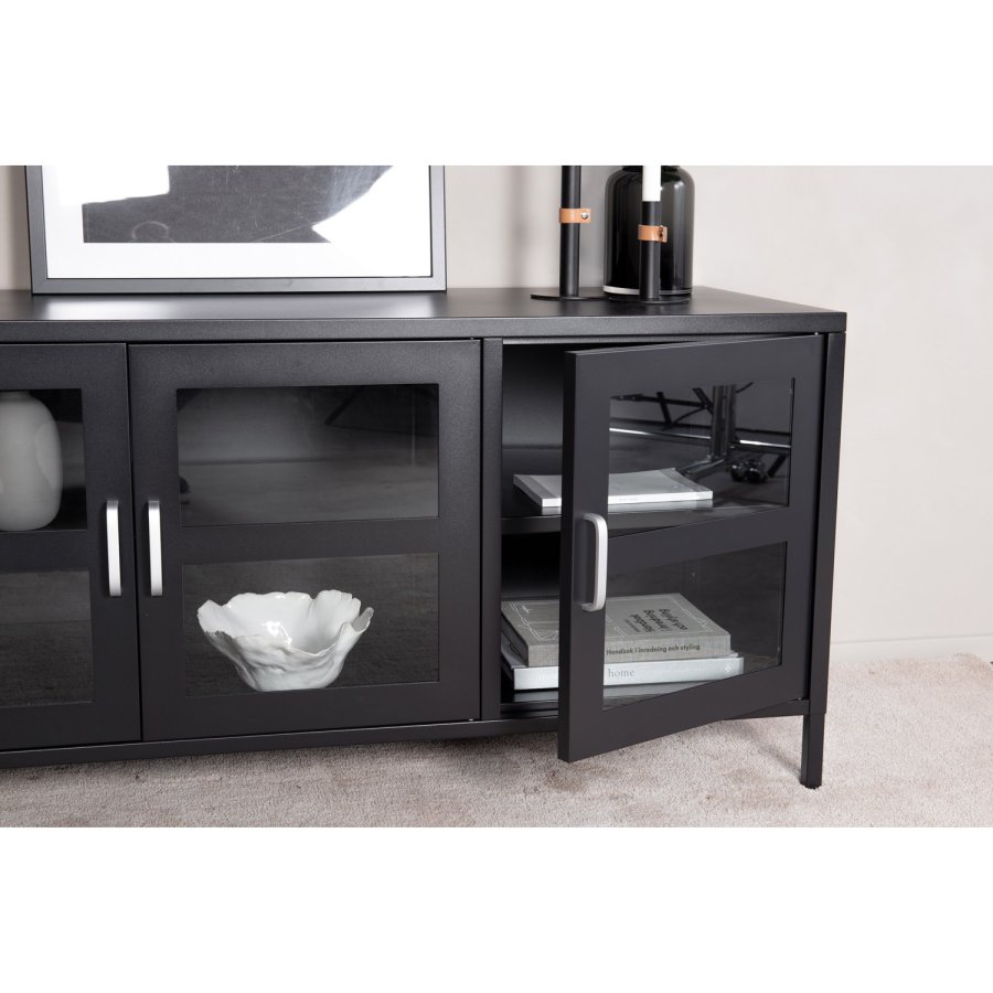 VENTURE DESIGN Acero TV-bord/sknk, m. 3 lger og 2 hylder - sort stl