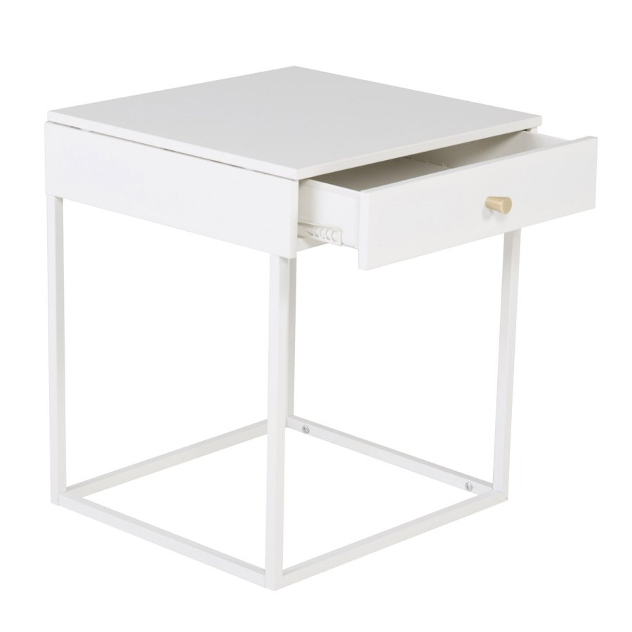 VENTURE DESIGN Bakal sengebord, m. 1 skuffe - hvid stl