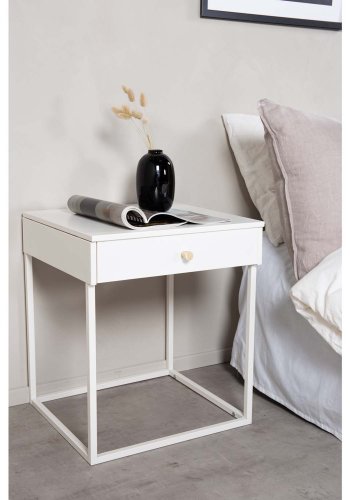 VENTURE DESIGN Bakal sengebord, m. 1 skuffe - hvid stl