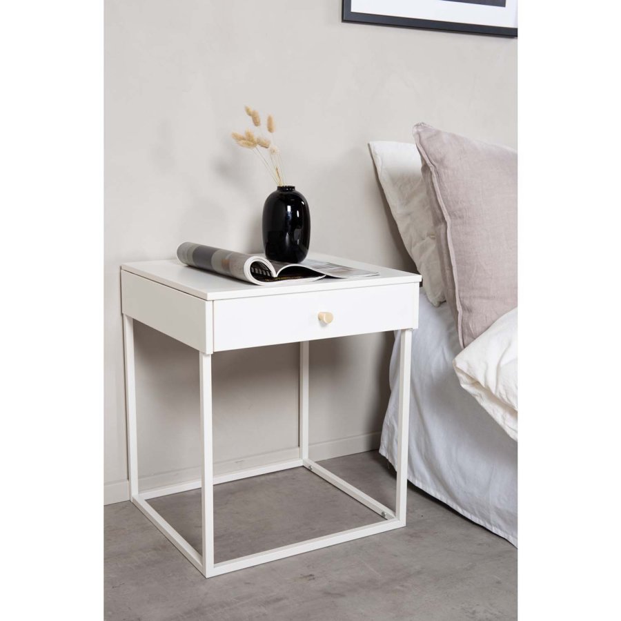VENTURE DESIGN Bakal sengebord, m. 1 skuffe - hvid stl