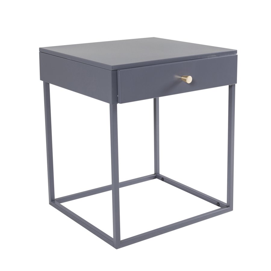 VENTURE DESIGN Bakal sengebord, m. 1 skuffe - lysegr stl (43x41)